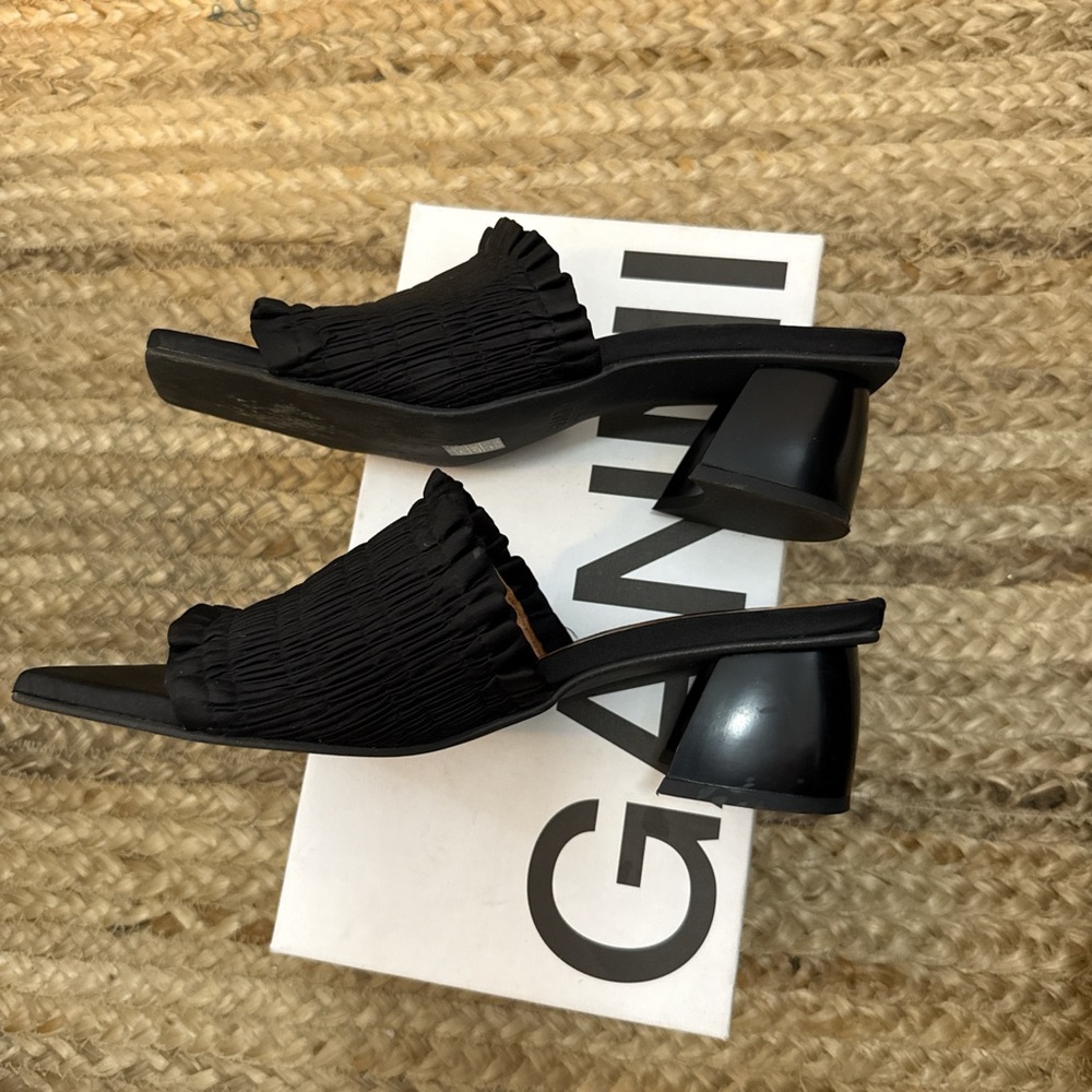 Ganni Black Textured Mules